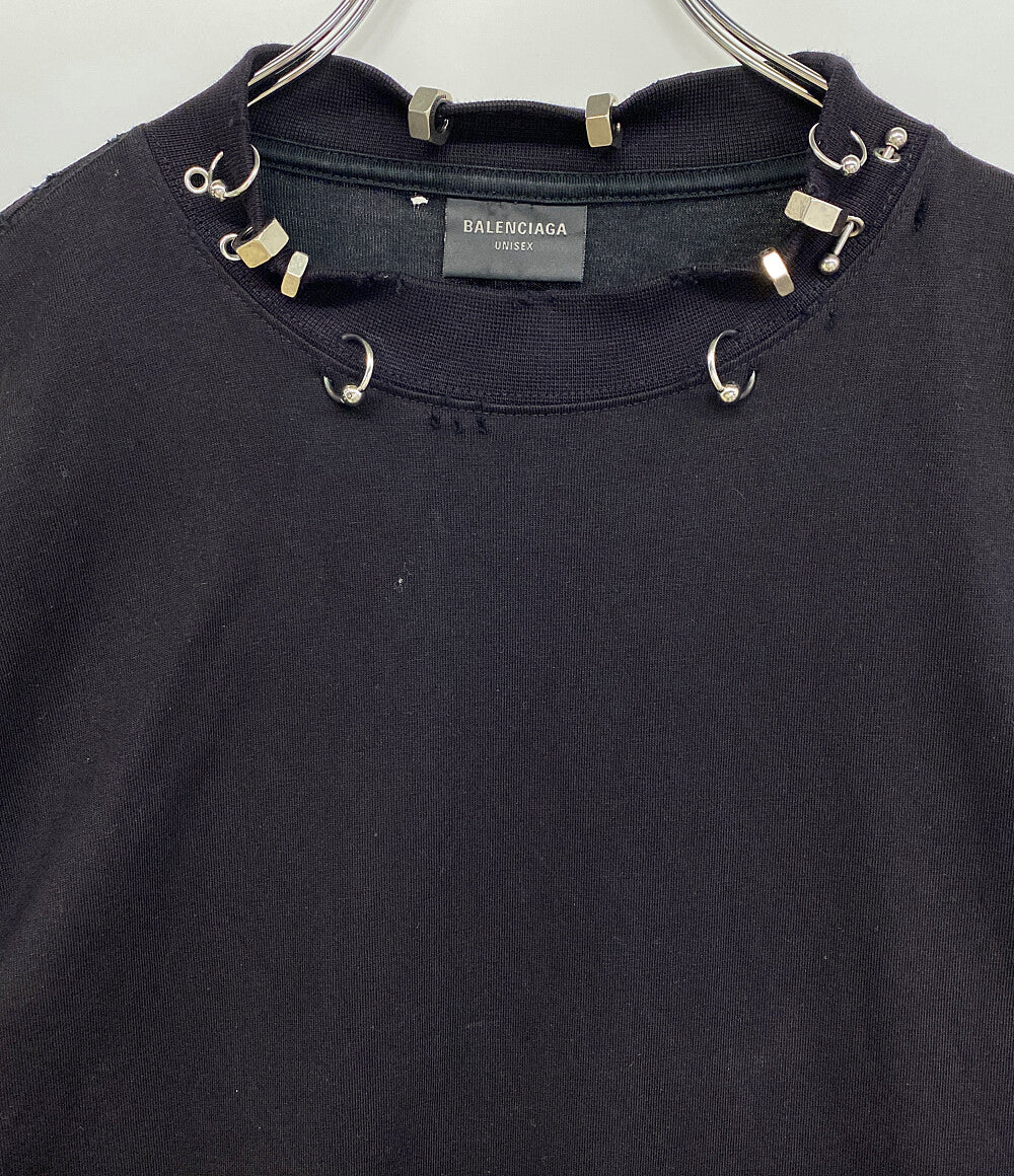 BALENCIAGA ダメージ加工ピアストレーナー ブラック メンズ SIZE L バレンシアガ