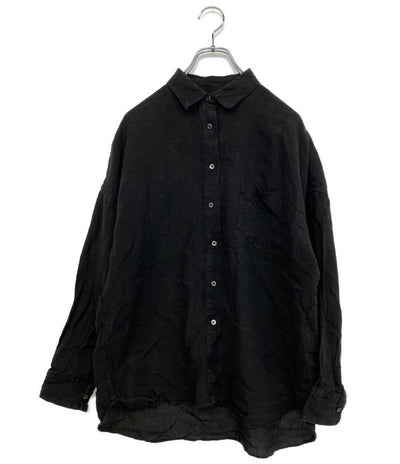 Curensology カレンソロジー 長袖シャツ リネン100 ブラック CL406040ER-00 レディース SIZE F