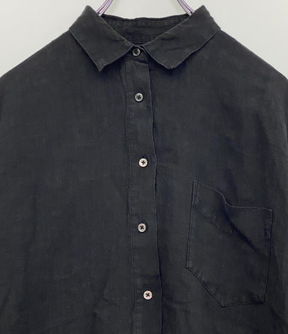 Curensology カレンソロジー 長袖シャツ リネン100 ブラック CL406040ER-00 レディース SIZE F