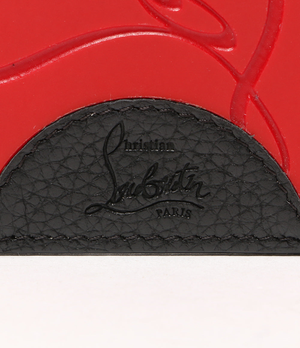 美品Louboutin レザーケース レッド/ブラック クリスチャンルブタン カードケース レッド×ブラック レディース