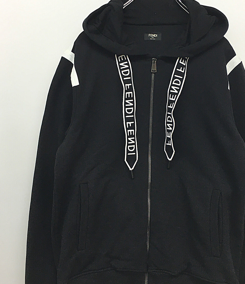 FENDI フード付き裏起毛スウェット12＋ブラック　美品 フェンディ スウェットパーカー ブラック FY0984 A2F2 レディース SIZE