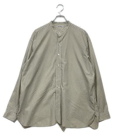 RAKINES ラキネス 長袖シャツ ストライプ ノーカラー ポップリン バンドカラー 07S22HN108S メンズ SIZE 3