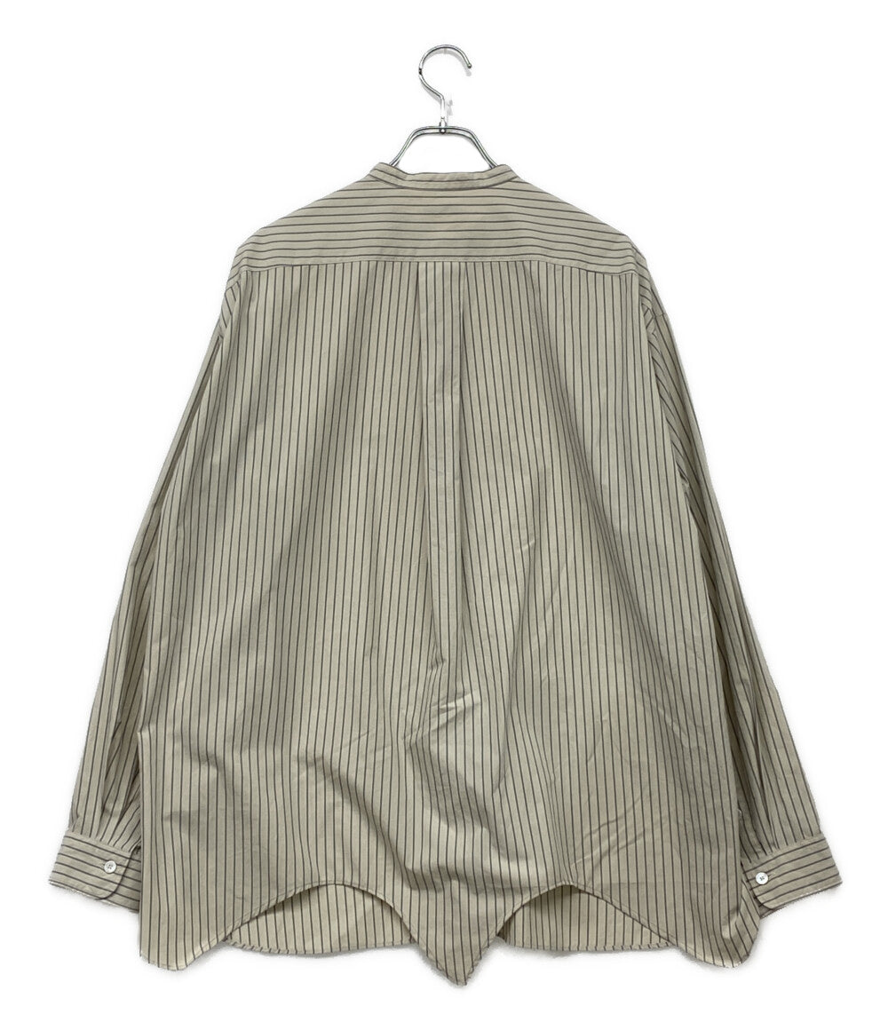 RAKINES ラキネス 長袖シャツ ストライプ ノーカラー ポップリン バンドカラー 07S22HN108S メンズ SIZE 3