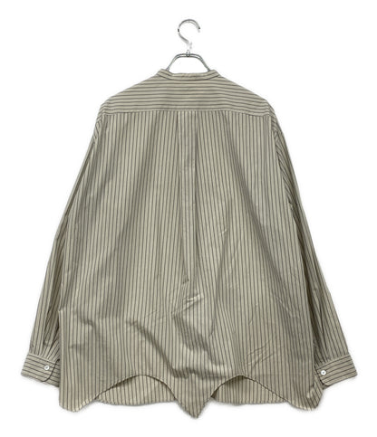 RAKINES ラキネス 長袖シャツ ストライプ ノーカラー ポップリン バンドカラー 07S22HN108S メンズ SIZE 3