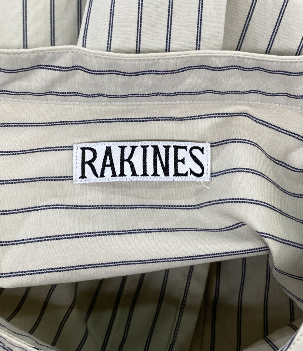 RAKINES ラキネス 長袖シャツ ストライプ ノーカラー ポップリン バンドカラー 07S22HN108S メンズ SIZE 3