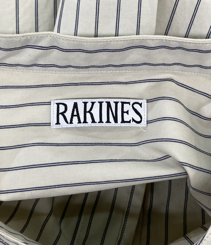 RAKINES ラキネス 長袖シャツ ストライプ ノーカラー ポップリン バンドカラー 07S22HN108S メンズ SIZE 3