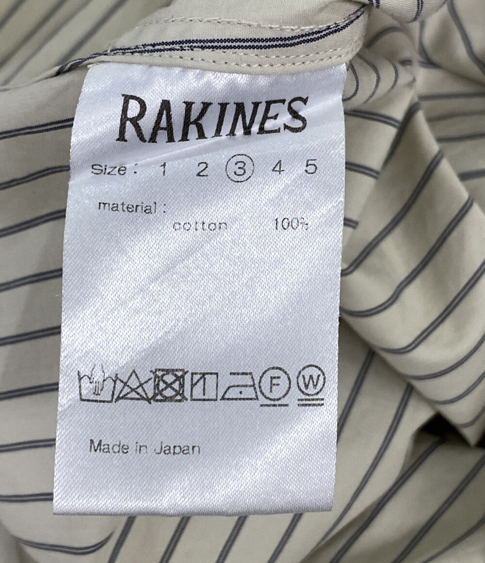 RAKINES ラキネス 長袖シャツ ストライプ ノーカラー ポップリン バンドカラー 07S22HN108S メンズ SIZE 3