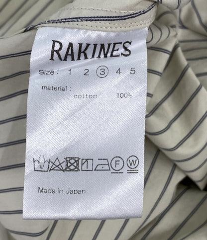 RAKINES ラキネス 長袖シャツ ストライプ ノーカラー ポップリン バンドカラー 07S22HN108S メンズ SIZE 3