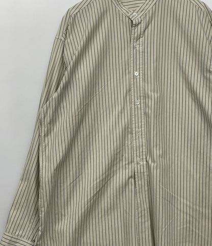 RAKINES ラキネス 長袖シャツ ストライプ ノーカラー ポップリン バンドカラー 07S22HN108S メンズ SIZE 3