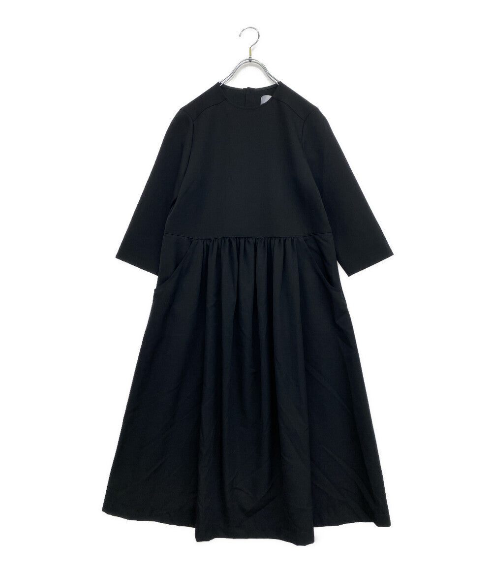タオ 七分袖ワンピース ギャザー ブラック TC-O102      レディース SIZE M  tao