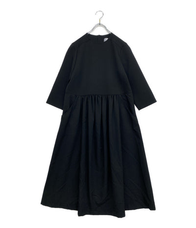 タオ 七分袖ワンピース ギャザー ブラック TC-O102      レディース SIZE M  tao