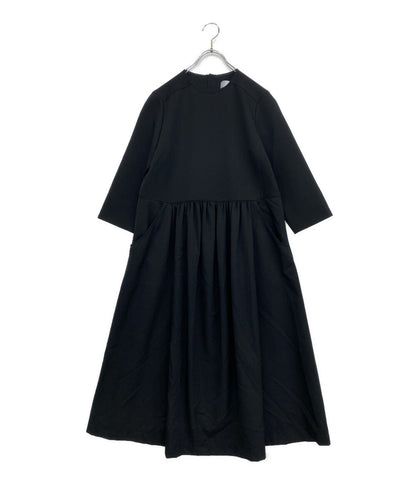 タオ 七分袖ワンピース ギャザー ブラック TC-O102      レディース SIZE M  tao