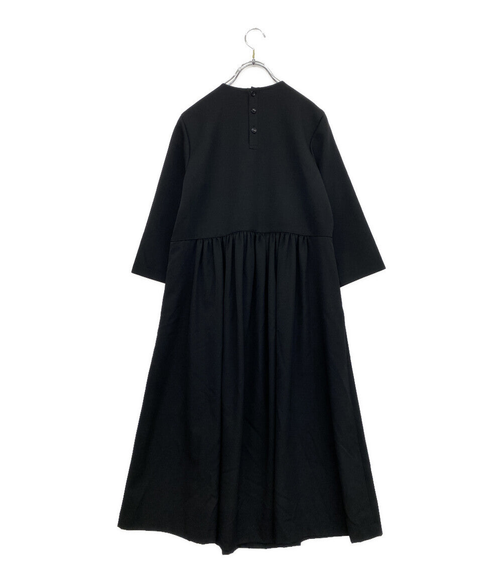 タオ 七分袖ワンピース ギャザー ブラック TC-O102      レディース SIZE M  tao