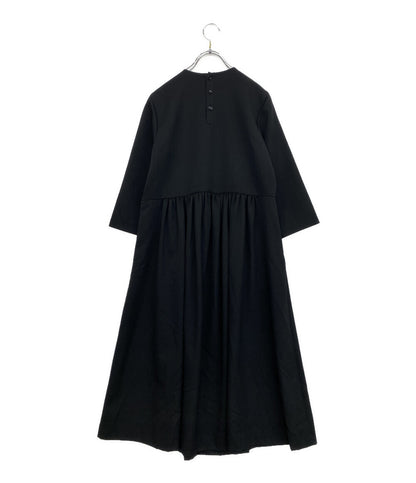 タオ 七分袖ワンピース ギャザー ブラック TC-O102      レディース SIZE M  tao