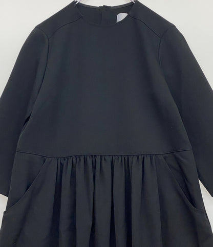 タオ 七分袖ワンピース ギャザー ブラック TC-O102      レディース SIZE M  tao