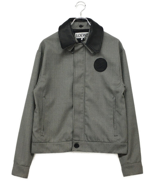 ロエベ 美品 ジャケット BLACK HOUNDSTOOTH ZIP メンズ SIZE 44 LOEWE