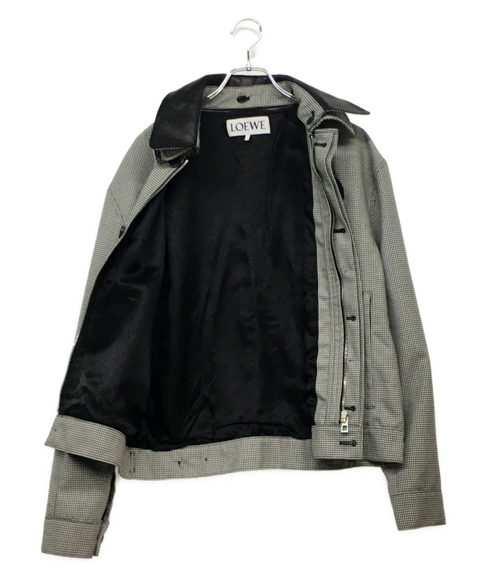 ロエベ 美品 ジャケット BLACK HOUNDSTOOTH ZIP メンズ SIZE 44 LOEWE