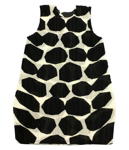 プリーツプリーズ 美品 ノースリーブワンピース ブラック ホワイト     PP73-JT711 レディース SIZE 03  PLEATS PLEASE