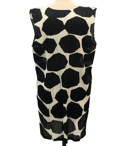 プリーツプリーズ 美品 ノースリーブワンピース ブラック ホワイト     PP73-JT711 レディース SIZE 03  PLEATS PLEASE