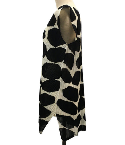プリーツプリーズ 美品 ノースリーブワンピース ブラック ホワイト     PP73-JT711 レディース SIZE 03  PLEATS PLEASE
