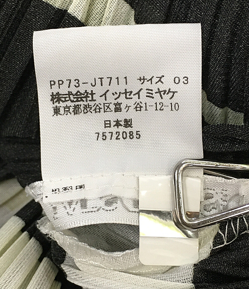 プリーツプリーズ 美品 ノースリーブワンピース ブラック ホワイト     PP73-JT711 レディース SIZE 03  PLEATS PLEASE