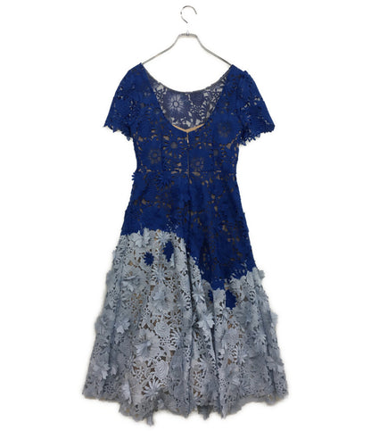 マルケッサノッテ  半袖ワンピース フラワー 総レース ブルー      レディース SIZE 6  Marchesa Notte