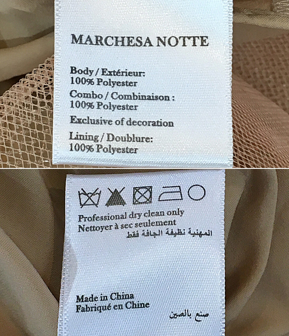 マルケッサノッテ  半袖ワンピース フラワー 総レース ブルー      レディース SIZE 6  Marchesa Notte