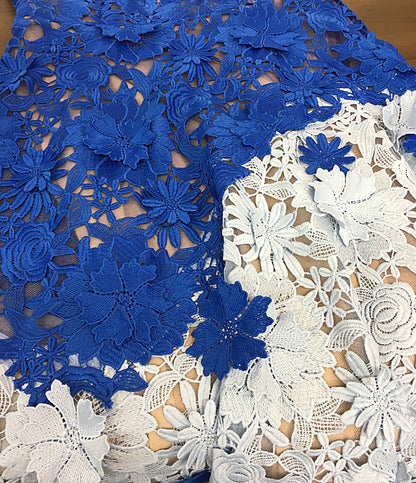 マルケッサノッテ  半袖ワンピース フラワー 総レース ブルー      レディース SIZE 6  Marchesa Notte