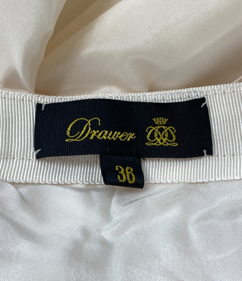 美品 Drawer タフタプリーツスカート 6524-299-1753 ナイロン クリーム