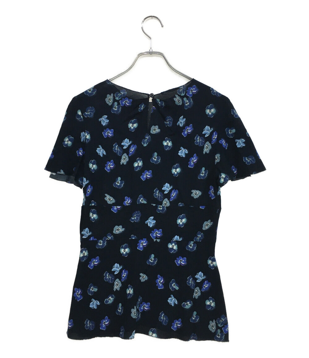 プラダ 半袖ブラウス ネイビー フラワー P935E レディース SIZE 40 PRADA