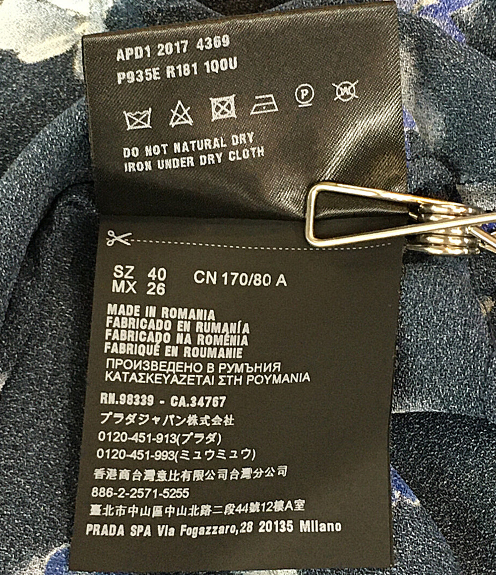 プラダ 半袖ブラウス ネイビー フラワー P935E レディース SIZE 40 PRADA