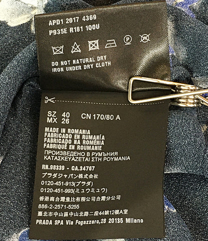 プラダ 半袖ブラウス ネイビー フラワー P935E レディース SIZE 40 PRADA