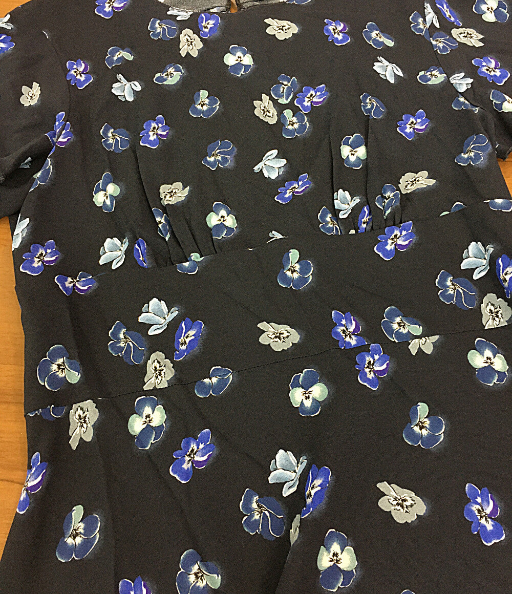 プラダ 半袖ブラウス ネイビー フラワー P935E レディース SIZE 40 PRADA