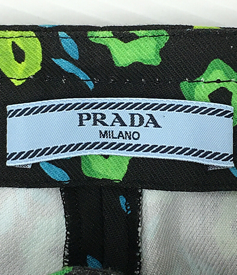 PRADA タックパンツ フラワー グリーン レディース SIZE 38 プラダ