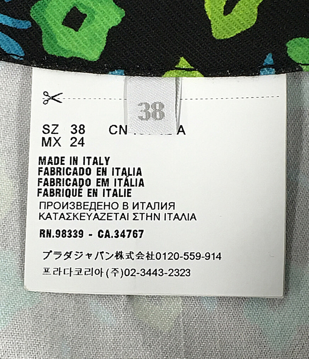 PRADA タックパンツ フラワー グリーン レディース SIZE 38 プラダ