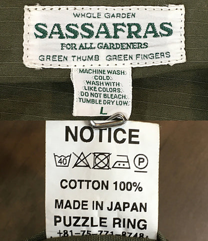 SASSAFRAS シャツジャケット コットン100 オリーブ メンズ SIZE L ササフラス