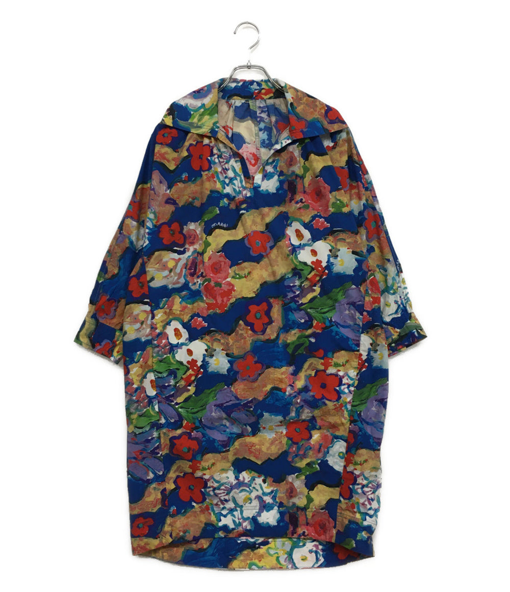 マルニ 美品 長袖ワンピース マルチカラー フラワープリント 2021 ABMA0441MO UTC019 レディース SIZE 40 MARNI