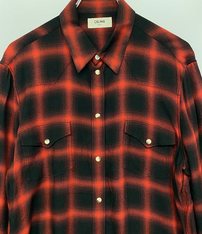 セリーヌ 長袖シャツ ウエスタンシャツ レッド チェック　 19SS 2C027054D メンズ SIZE 40 CELINE