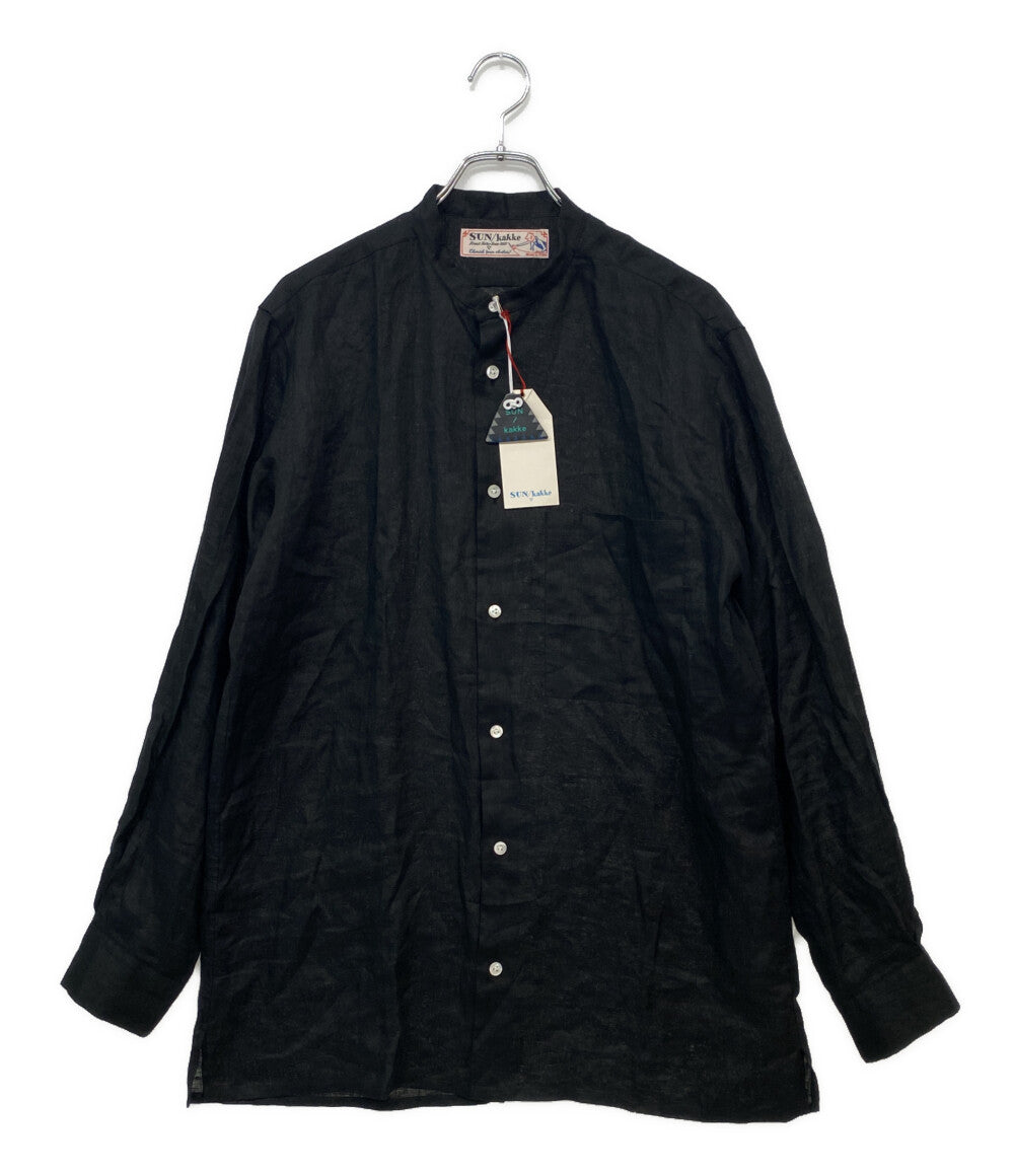 美品 サンカッケー リネン長袖シャツ Band Collar Linen Shirt       メンズ SIZE L  SUN Kakke