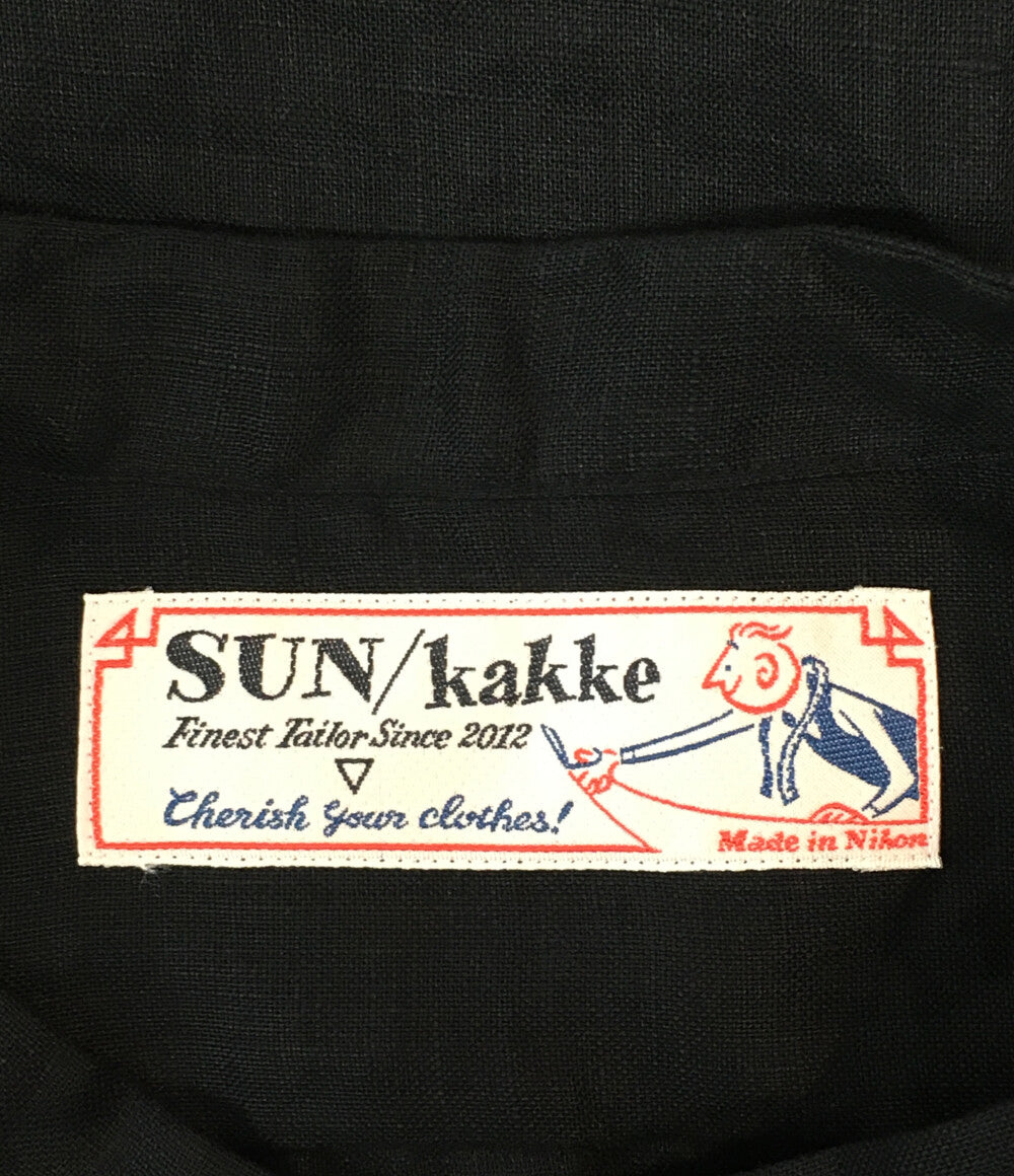 美品 サンカッケー リネン長袖シャツ Band Collar Linen Shirt       メンズ SIZE L  SUN Kakke