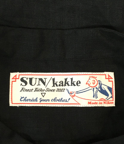 美品 サンカッケー リネン長袖シャツ Band Collar Linen Shirt       メンズ SIZE L  SUN Kakke