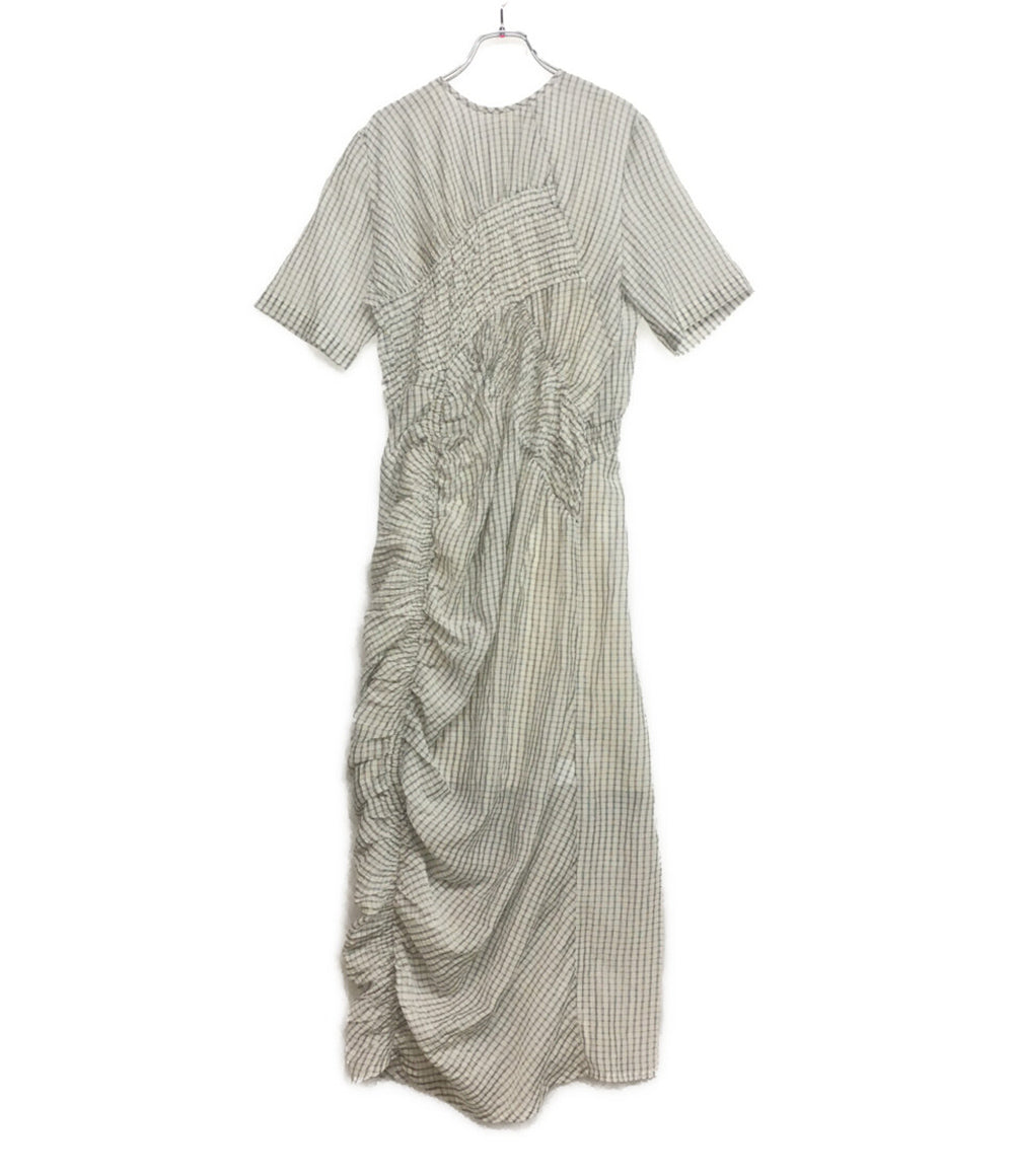 クラネ 美品 半袖ワンピース RANDOM SHIRRING 18112-5182 レディース SIZE 2 CLANE