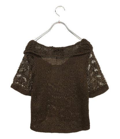 クラネ 美品 ローゲージ半袖ニット CROPPED CROCHET KNIT TOPS レディース SIZE 2 CLANE