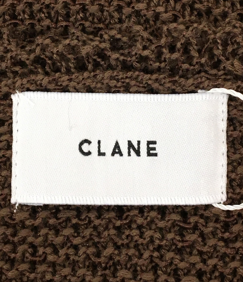 クラネ 美品 ローゲージ半袖ニット CROPPED CROCHET KNIT TOPS レディース SIZE 2 CLANE