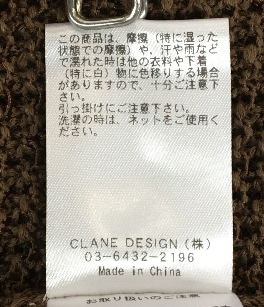 クラネ 美品 ローゲージ半袖ニット CROPPED CROCHET KNIT TOPS レディース SIZE 2 CLANE