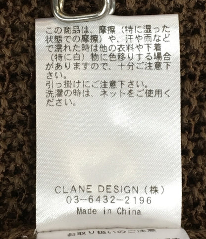 クラネ 美品 ローゲージ半袖ニット CROPPED CROCHET KNIT TOPS レディース SIZE 2 CLANE