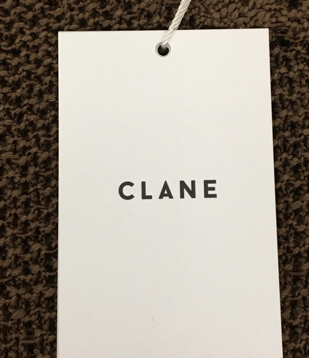 クラネ 美品 ローゲージ半袖ニット CROPPED CROCHET KNIT TOPS レディース SIZE 2 CLANE