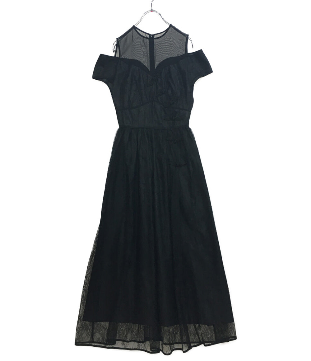 美品 アメリ ドレス ワンピース レース ブラック 02010531270 レディース SIZE S AMERI