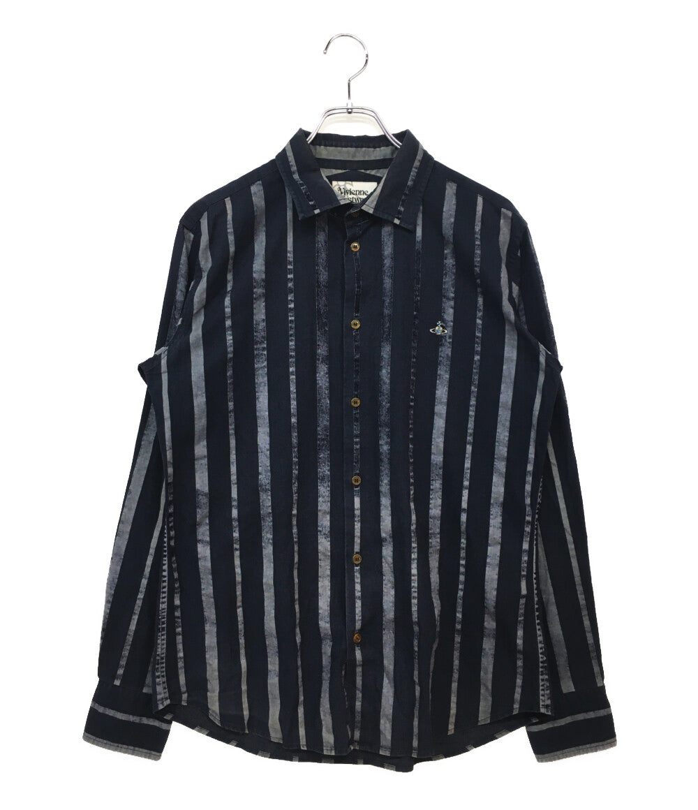 ヴィヴィアンウエストウッド 長袖シャツ ストライプ ネイビー メンズ SIZE 48 VIVIENNE WESTWOOD