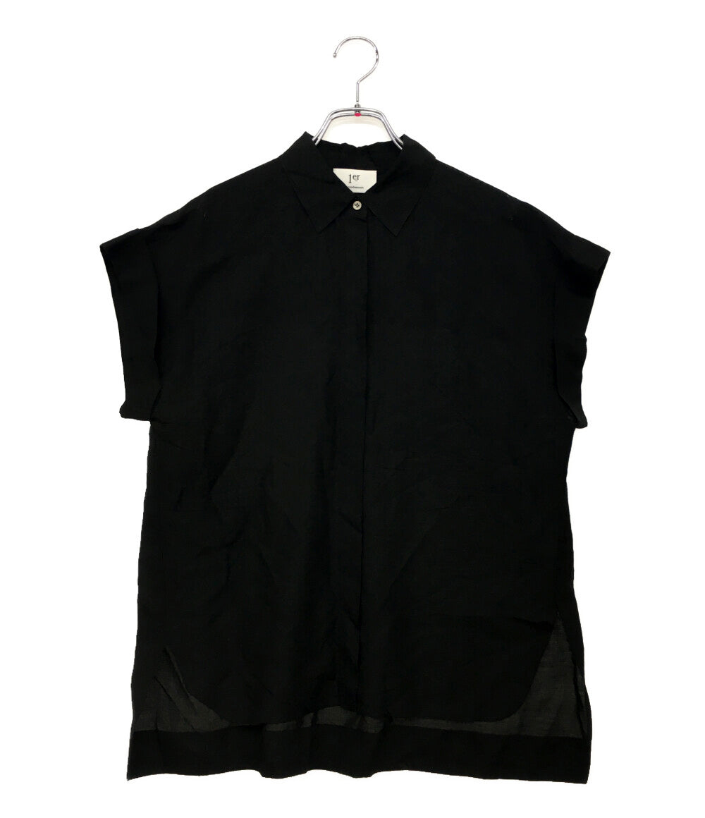 1er Arrondissement プルミエ アロンディスモン ブラウス リネンシャツ ブラック レディース SIZE 36